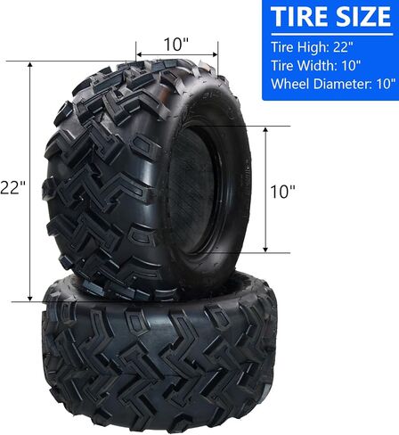 إطارات 22X10-10 ATV، جميع التضاريس 4PR، TL QD115، إطارات ذات قدرة على جميع التضاريس، مصممة للممرات والطين والرمال (عبوة من قطعتين، بدون أنبوب) in Kuwait
