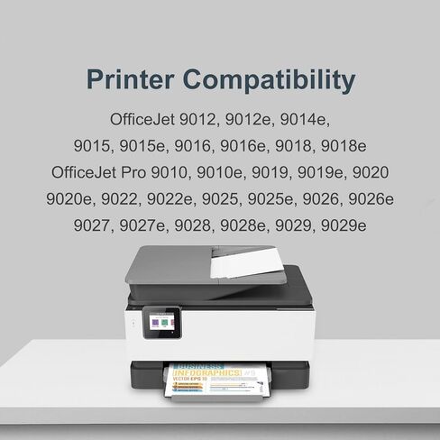 خراطيش حبر 962XL بديلة لخراطيش الحبر HP 962XL Combo Pack 962 XL تعمل لطابعة Officejet Pro 9015e 9010 9025e 9015 9025 9018e 9025e 9020 (1 أسود) in Kuwait