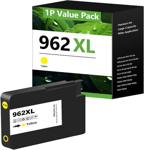 خراطيش حبر 962XL بديلة لخراطيش الحبر HP 962XL Combo Pack 962 XL تعمل لطابعة Officejet Pro 9015e 9010 9025e 9015 9025 9018e 9025e 9020 (1 أسود) in Kuwait