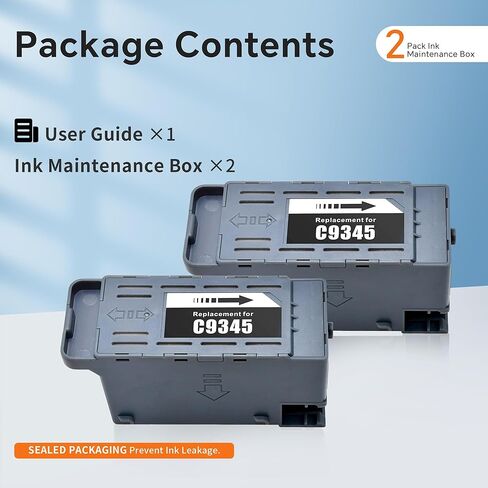 C9345 Ink Maintenance Box Replacement for WF-7840 ET-16650 ET-16600 ET-8550 ET-5850 ET-5880 ET-8500 WF-7820 WF-7310 ET-5800 EC-C7000 ST-C8000 ST-C8090 Printers (C12C934591/PXMB9/C9345)(2 Packs) in Kuwait