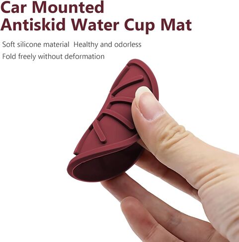 حامل أكواب من cueclue 4 قطع لأكواب السيارة، 2.67 بوصة من السيليكون المضاد للانزلاق لحامل أكواب السيارة، تصميم مخطط على شكل نقطة عنكبوتية من الشمس، ملحقات داخلية للسيارات (أحمر خمري) in Kuwait