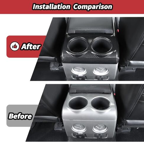 JeCar Carbon Fiber Rear Seat Cup Holder Panel Cover Trim for 2009-2014 Ford F150 Interior Accessories in Saudi Arabia