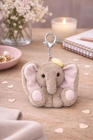 Plush Elephant Keychain Soft Decorative Bag Charm & Key Ring for Backpacks, Purses & Duffel Bags Cute Novelty Accessory for Women and Teens Everyday Carry in Saudi Arabia