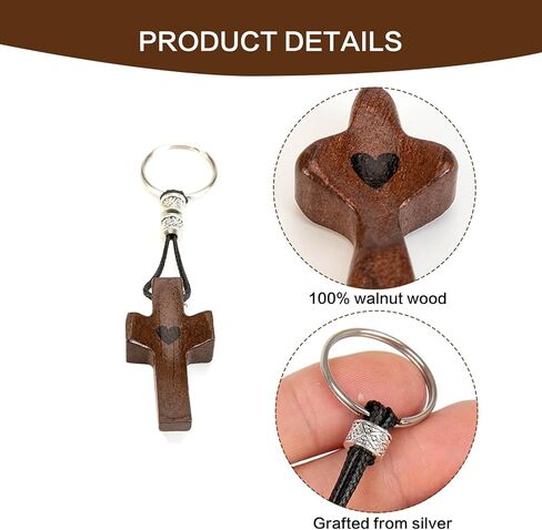 3 PCS Christian Cross Keychain for Women,Wooden Pocket Cross Fidget Keychain for Men,Anxiety Relief Religious Gifts in Kuwait