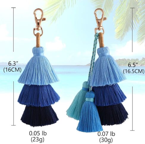 سلسلة مفاتيح ملونة على شكل حقيبة شرابة - سلاسل مفاتيح لطيفة بوهيمية مصنوعة يدويًا للنساء، سلسلة مفاتيح محفظة يد in Kuwait