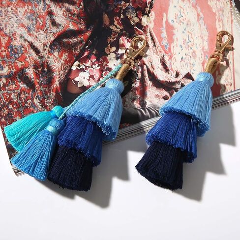 سلسلة مفاتيح ملونة على شكل حقيبة شرابة - سلاسل مفاتيح لطيفة بوهيمية مصنوعة يدويًا للنساء، سلسلة مفاتيح محفظة يد in Kuwait