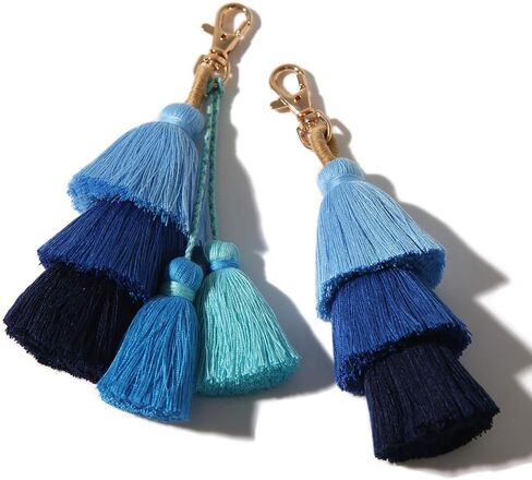 سلسلة مفاتيح ملونة على شكل حقيبة شرابة - سلاسل مفاتيح لطيفة بوهيمية مصنوعة يدويًا للنساء، سلسلة مفاتيح محفظة يد in Kuwait