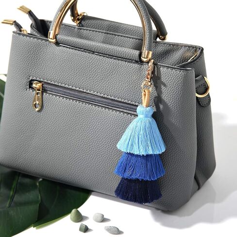 سلسلة مفاتيح ملونة على شكل حقيبة شرابة - سلاسل مفاتيح لطيفة بوهيمية مصنوعة يدويًا للنساء، سلسلة مفاتيح محفظة يد in Kuwait