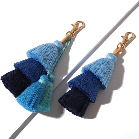 سلسلة مفاتيح ملونة على شكل حقيبة شرابة - سلاسل مفاتيح لطيفة بوهيمية مصنوعة يدويًا للنساء، سلسلة مفاتيح محفظة يد in Kuwait