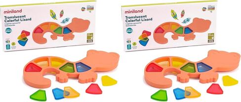 Miniland Feel to Learn Translucent Colorful Lizard for Children from 1 to 2 Years. 10 Translucent Pieces to be Fitted and Experiment The Mixture of Colors. Made in Spain with ECO Material in Saudi Arabia
