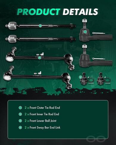 SCITOO 8pcs Front Suspension Kit Inner Outer Tie Rod End fit 2009-2015 for Dodge Journey Lower Ball Joint Sway Bar Link in Saudi Arabia