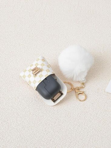 Mini PU Coin Purse Keychain with Plush Ball Decorative Bag Charm for Women in Saudi Arabia