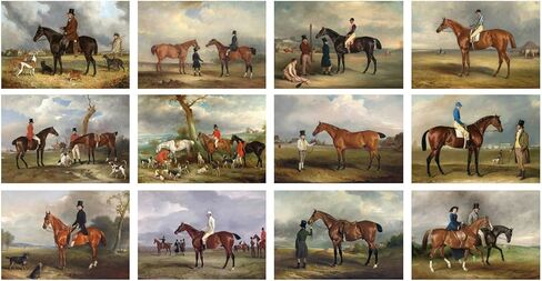 2026 Wall Calendar [13 pages 8"x12"] Equestrian Traditions ~ Traditional English equestrian portraits featuring racehorses riders and hounds painted in formal early 19th-century realistic style in Saudi Arabia