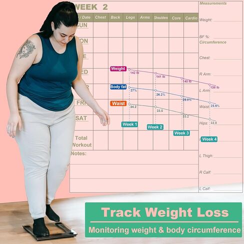 Large Dry Erase Workout Calendar For Wall, 24 X 36 Inch Reusable 12 Week Weight Loss Tracker Chart, Lightweight Gym Whiteboard Poster For Tracking Exercise, Body's Measurement & Circumference in Kuwait