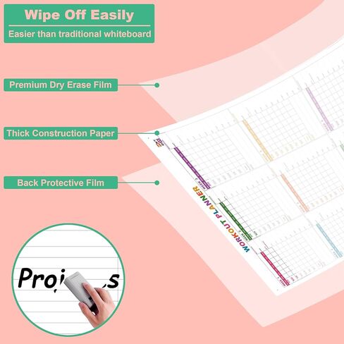 Large Dry Erase Workout Calendar For Wall, 24 X 36 Inch Reusable 12 Week Weight Loss Tracker Chart, Lightweight Gym Whiteboard Poster For Tracking Exercise, Body's Measurement & Circumference in Kuwait