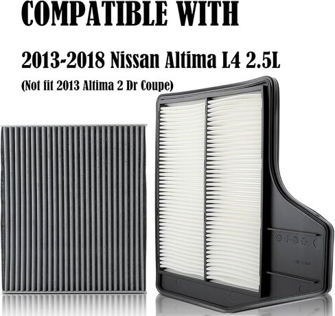 Engine Cabin Air Filters Compatible with 2013 2014 2015 2016 2017 2018 Nissan Altima L4 2.5L Engine Cabin Air Filtration 165463TA0A 16546-3TA0A 272773JC1A 27277-3JC1A CA11450 CF11776 in Kuwait