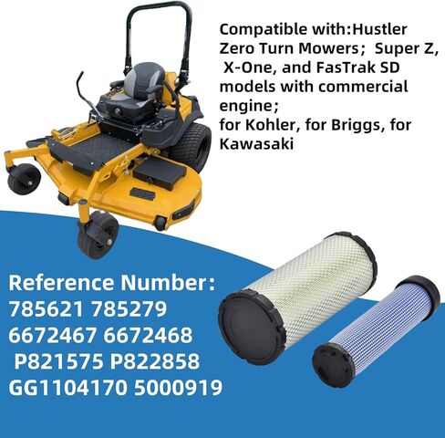 785261 785279 Air Filter Kit Compatible with Hustler Zero Turn Mowers Super Z, X-One, FasTrak SD Commercial Engine Replace 6672467 6672468 P821575 P822858 in Kuwait