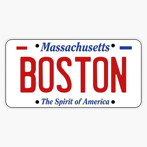 Boston - Massachusetts License Plate Vinyl Decal Sticker Car Waterproof Car Decal Bumper Sticker 5" in Kuwait