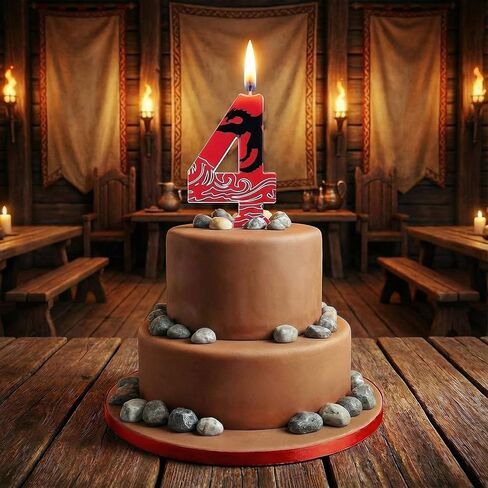 Lounsweer Dragon Anime Themed Number 4 Candles, 4th Birthday Numbers Cake Candles, Red Black Western Dragon Decor Cake Topper for Cartoon Anime Movie Themed Birthday Decor, 3 Inch in Saudi Arabia