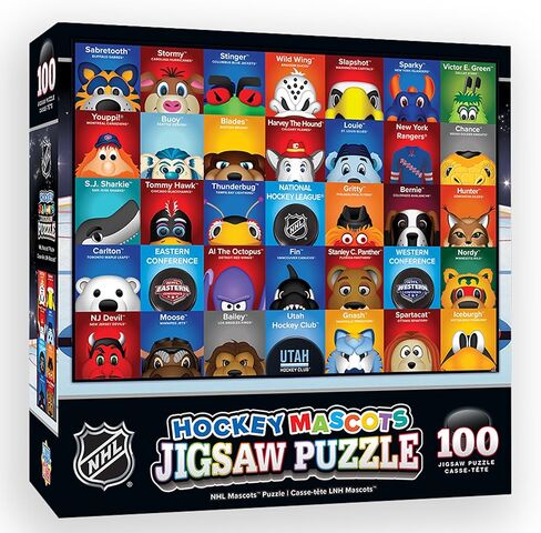 أحجية رياضية مكونة من 100 قطعة من ماستربيس للأطفال - أحجية NHL Mascots 100 قطعة - 14 بوصة × 19 بوصة in Saudi Arabia