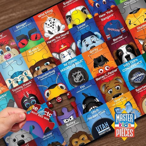 أحجية رياضية مكونة من 100 قطعة من ماستربيس للأطفال - أحجية NHL Mascots 100 قطعة - 14 بوصة × 19 بوصة in Saudi Arabia