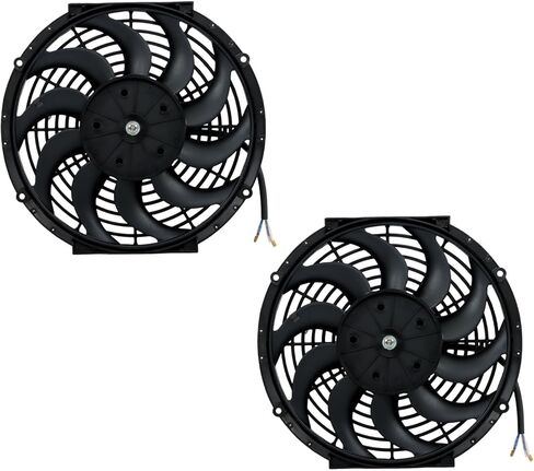 For Universal 2× 12" Electric Radiator Cooling Slim Fans Push Pull Mount Black in Saudi Arabia