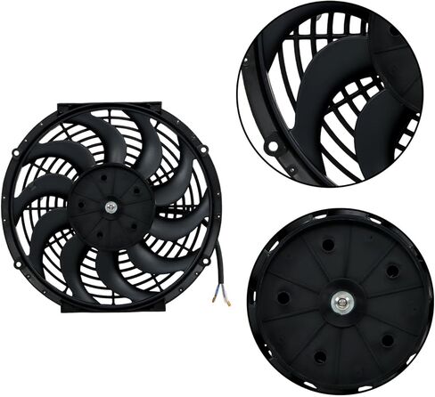 For Universal 2× 12" Electric Radiator Cooling Slim Fans Push Pull Mount Black in Saudi Arabia