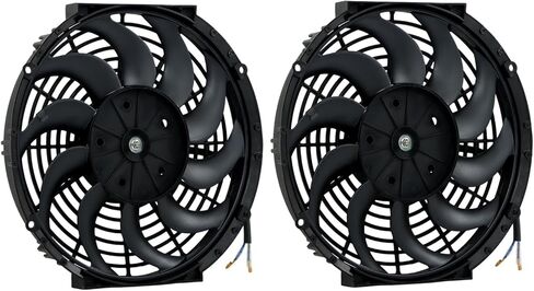 For Universal 2× 12" Electric Radiator Cooling Slim Fans Push Pull Mount Black in Saudi Arabia