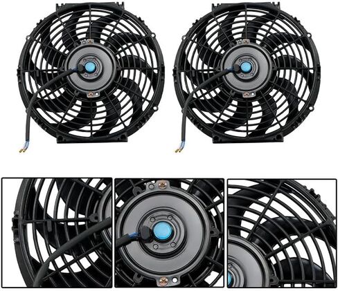 For Universal 2× 12" Electric Radiator Cooling Slim Fans Push Pull Mount Black in Saudi Arabia