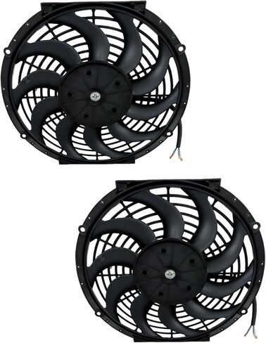 For Universal 2× 12" Electric Radiator Cooling Slim Fans Push Pull Mount Black in Saudi Arabia