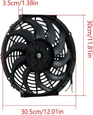 For Universal 2× 12" Electric Radiator Cooling Slim Fans Push Pull Mount Black in Saudi Arabia