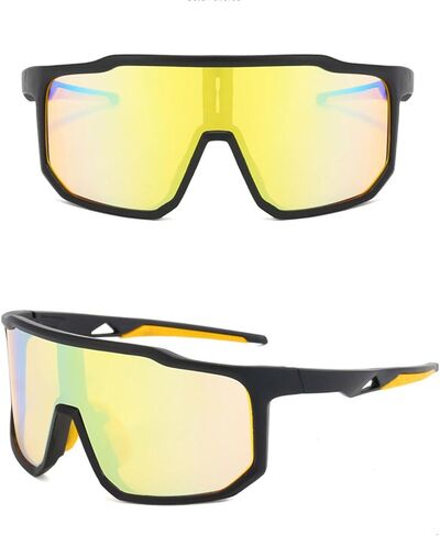 نظارات شمسية رياضية للرجال والنساء، حماية من الأشعة فوق البنفسجية 400، الجري وركوب الدراجات وصيد الأسماك، إطار أسود أحمر مع عدسات عاكسة in Kuwait