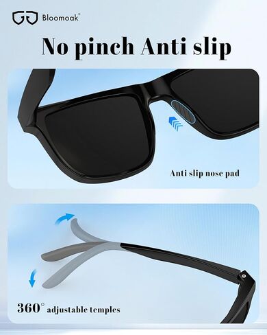 نظارة شمسية بلوموك برأس كبير للرجال، نظارات شمسية مستقطبة عريضة جدًا مقاس XXL مقاس 160 مم، إطار ملائم TR90 بدون قرصة، عدسات مطلية بالزيوت، مضادة للانزلاق، مضادة للوهج، حماية من الأشعة فوق البنفسجية 400 in Kuwait
