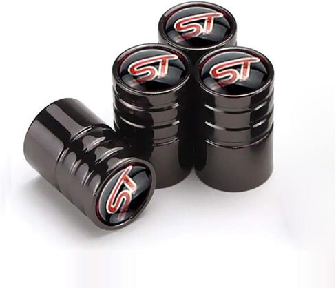 4 قطع من GO-UPP باللون الأسود بشعار ST أغطية جذعية لصمام عجلة السيارة المعدنية لسيارة Ford ST Focus Mondeo kuga Fiesta ecosport s-max Edge Mustang Transit Taurus f150 Explorer إكسسوار ديكور in Kuwait