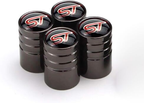 4 قطع من GO-UPP باللون الأسود بشعار ST أغطية جذعية لصمام عجلة السيارة المعدنية لسيارة Ford ST Focus Mondeo kuga Fiesta ecosport s-max Edge Mustang Transit Taurus f150 Explorer إكسسوار ديكور in Kuwait