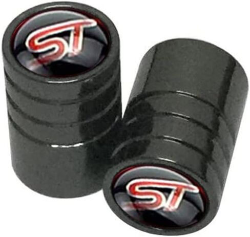 4 قطع من GO-UPP باللون الأسود بشعار ST أغطية جذعية لصمام عجلة السيارة المعدنية لسيارة Ford ST Focus Mondeo kuga Fiesta ecosport s-max Edge Mustang Transit Taurus f150 Explorer إكسسوار ديكور in Kuwait