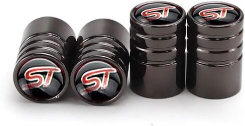 4 قطع من GO-UPP باللون الأسود بشعار ST أغطية جذعية لصمام عجلة السيارة المعدنية لسيارة Ford ST Focus Mondeo kuga Fiesta ecosport s-max Edge Mustang Transit Taurus f150 Explorer إكسسوار ديكور in Kuwait