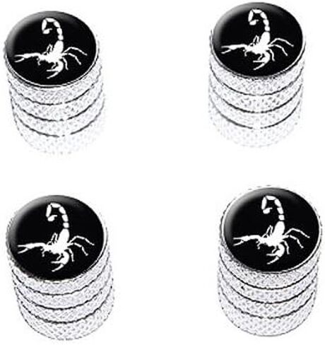 GRAPHICS & MORE Scorpion White on Black - Tire Rim Valve Stem Caps - Aluminum in Saudi Arabia