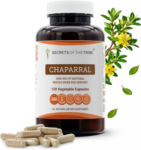 Secrets of the Tribe Chaparral 120 كبسولة (قطعتان)، 1000 مجم، أوراق وزهور شابارال (لاريا ترايدنتاتا) المجففة (2 × 120 كبسولة) in Saudi Arabia
