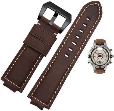 Convex Mouth Leather Watch Strap For Timex Compass T2n739 T2n720 T2n721 Watchband in Kuwait