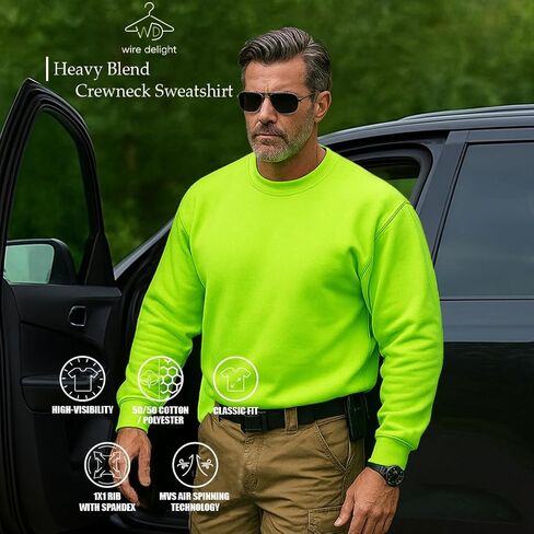 Heavy Blend High Visibility Safety Crewneck Sweatshirt, 50/50 Cotton Poly, S-3XL in Saudi Arabia