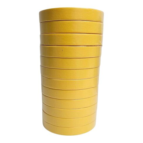 شريط قناع صناعة السيارات MTE18-12 للطلاء وإعادة التشطيب، لون أصفر، عرض 3/4 بوصة، طول 55 ياردة، عبوة من 12 قطعة - مقاومة لدرجات الحرارة العالية - بدون بقايا in Kuwait