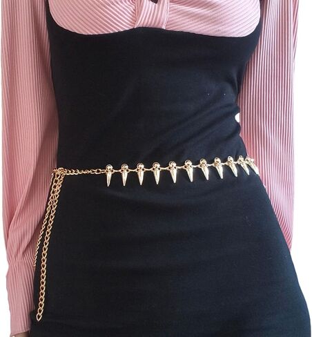 Metal Chain Belt for Women, Wolf Teeth Tassel Waist Chain Belts for Dress Casual Pants in Saudi Arabia