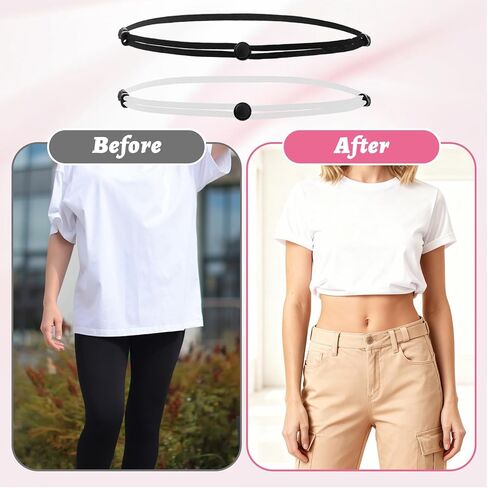 2PCS Adjustable Shirt Tuck Band Women Sweater Tuck Band Women Tucky Belt for Tucking Cropping Crop Bands to Change The Style of Your Tops, L in Saudi Arabia
