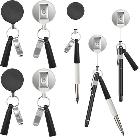 Retractable Pen Holder-31.5in, With Silicone Pencil Sleeve And Elastic Chain Ring, Easy To Use, Suitable For Carpenter, Doctors, Nurses, Warehouse Staff And Waiters (Pack of 4) in Saudi Arabia