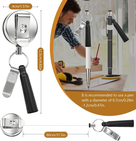 Retractable Pen Holder-31.5in, With Silicone Pencil Sleeve And Elastic Chain Ring, Easy To Use, Suitable For Carpenter, Doctors, Nurses, Warehouse Staff And Waiters (Pack of 4) in Saudi Arabia
