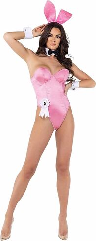 Plus Size Playboy Yellow Bunny Costume | Women's Classic Bodysuit Adult Hostess Outfit with Ears, Tail, Cuffs, Bowtie 3X in Kuwait