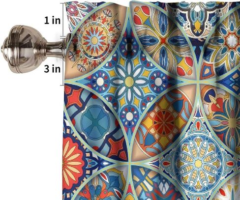 Boho Floral Valance Curtain Colorful Bohemian Mandala Rod Pocket Valance Window Treatments Short Curtains for Kitchen Living Room Bathroom Farmhouse Decor 54x18inch in Saudi Arabia