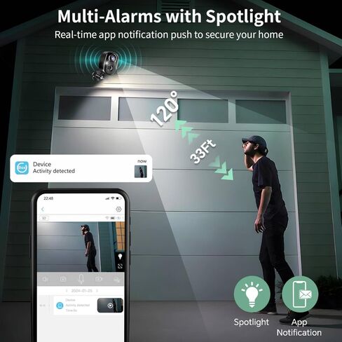 Smart Securiy Smat Outdor Secret Camra Wirelss Caera for HOM Securty Wirelss Outdor Indor Batery Powr Secuity Camras مع Sptlight Moion Detction Colr Nigh Visin Waterpoof Clod/SD Storge Sirn Alrt in Kuwait