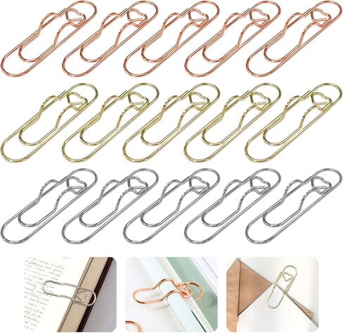 15 Pcs Metal Pen Clips for Notebooks, Gold Silver Rose Gold Pen Holder Clips for Papers Planners Journals, Slim Portable Pencil Clip Accessories in Kuwait